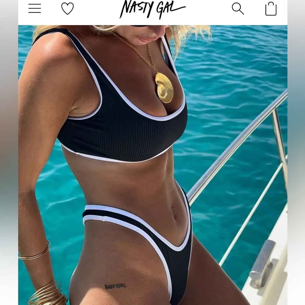 Recycled Ribbed Contrast Binding Crop Bikini Set